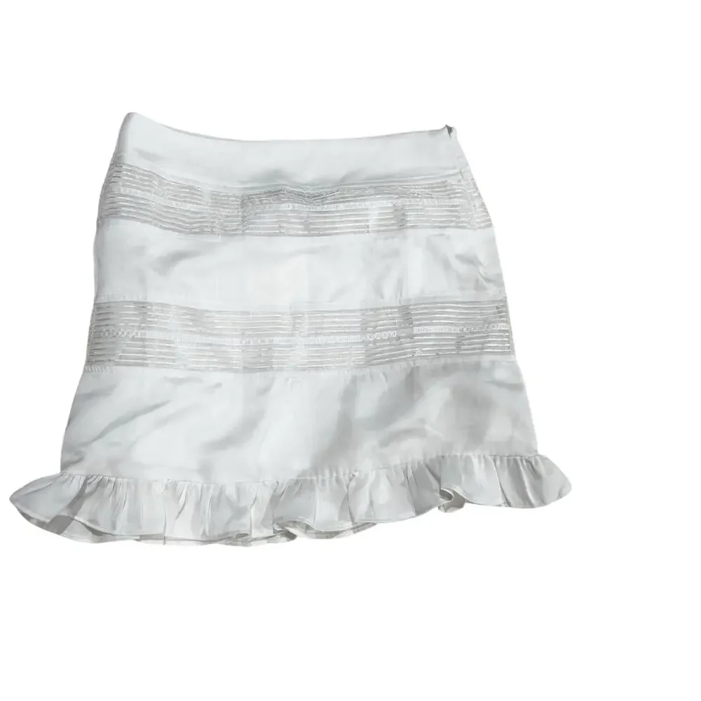 Skylar Rose Women's Soft Stretchy Mini Skirt with Ruffles White Size Small NWT - Picture 12 of 12